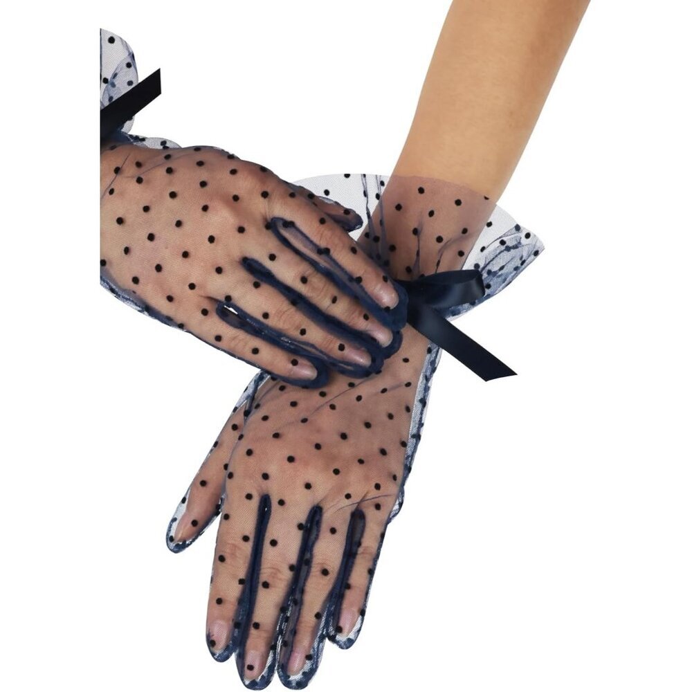 Women's Evening Beige Bow Short Lace Gloves Ruffles Wedding Party Accessories - Picture 6 of 7